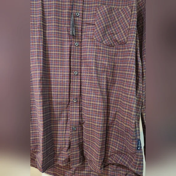 Men's Ben Sherman Navy Blazer Plaid Long Sleeve Button Down Shirt, Size L - Picture 6 of 15